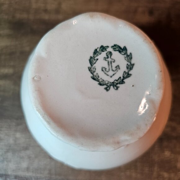 Antique Anchor Pottery Small White Porcelain Vase with Blue Roses, 4.75” - Picture 5 of 6